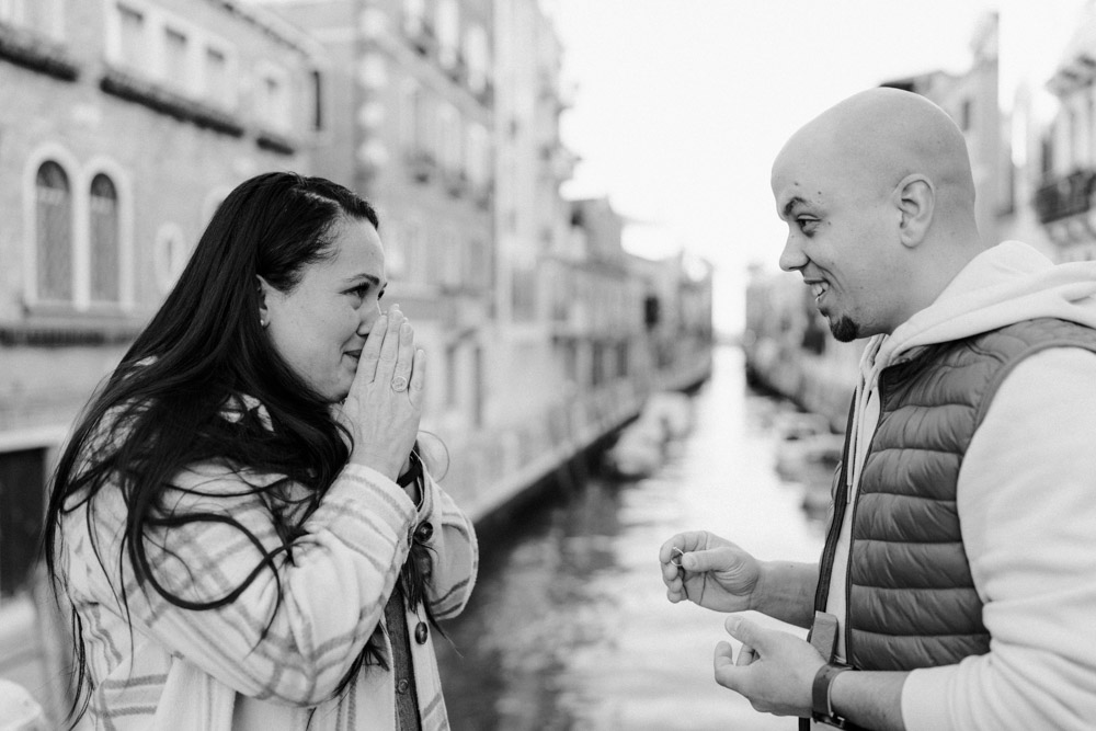 Capturing marriage proposal in Venice, Italy