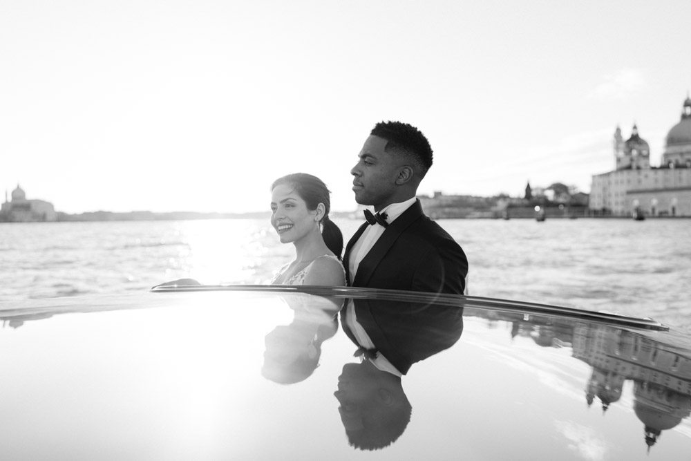 wedding water taxi photo session